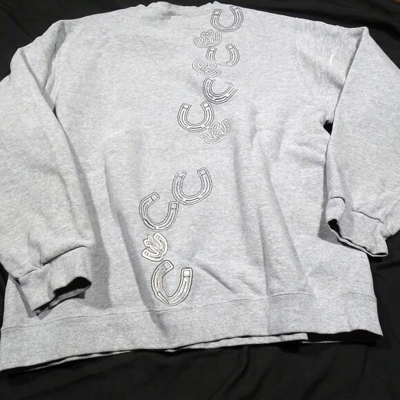 Vtg 90s XL Horse Foal Crewneck Sweatshirt Equestrian Graphic Pullover Worn - Picture 8 of 10